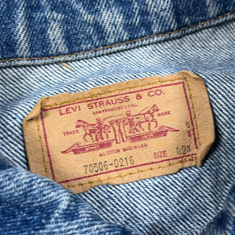 Vintage Levis Denim Jacket Men Size 42 Blue Med Wash 90s  USA Made 70506 0216
